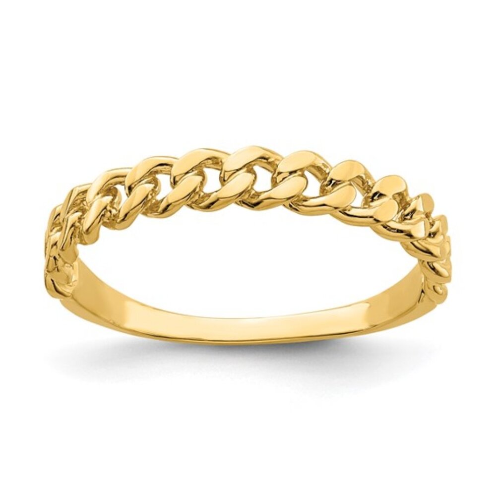 Wedding Band Ring 14K Yellow Gold Chain Link Gifts Fine Jewelry Womens